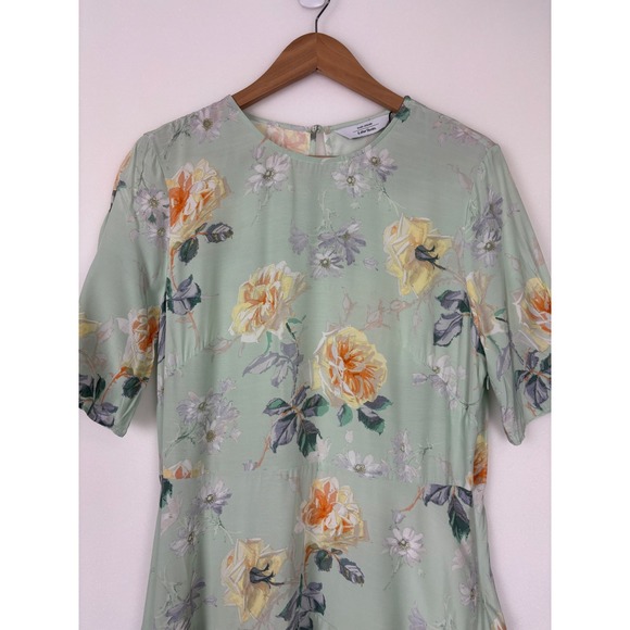 & Other Stories Paris Atelier Womens Dress Size‎ 8 Green Floral Cottagecore Rose - Picture 2 of 10